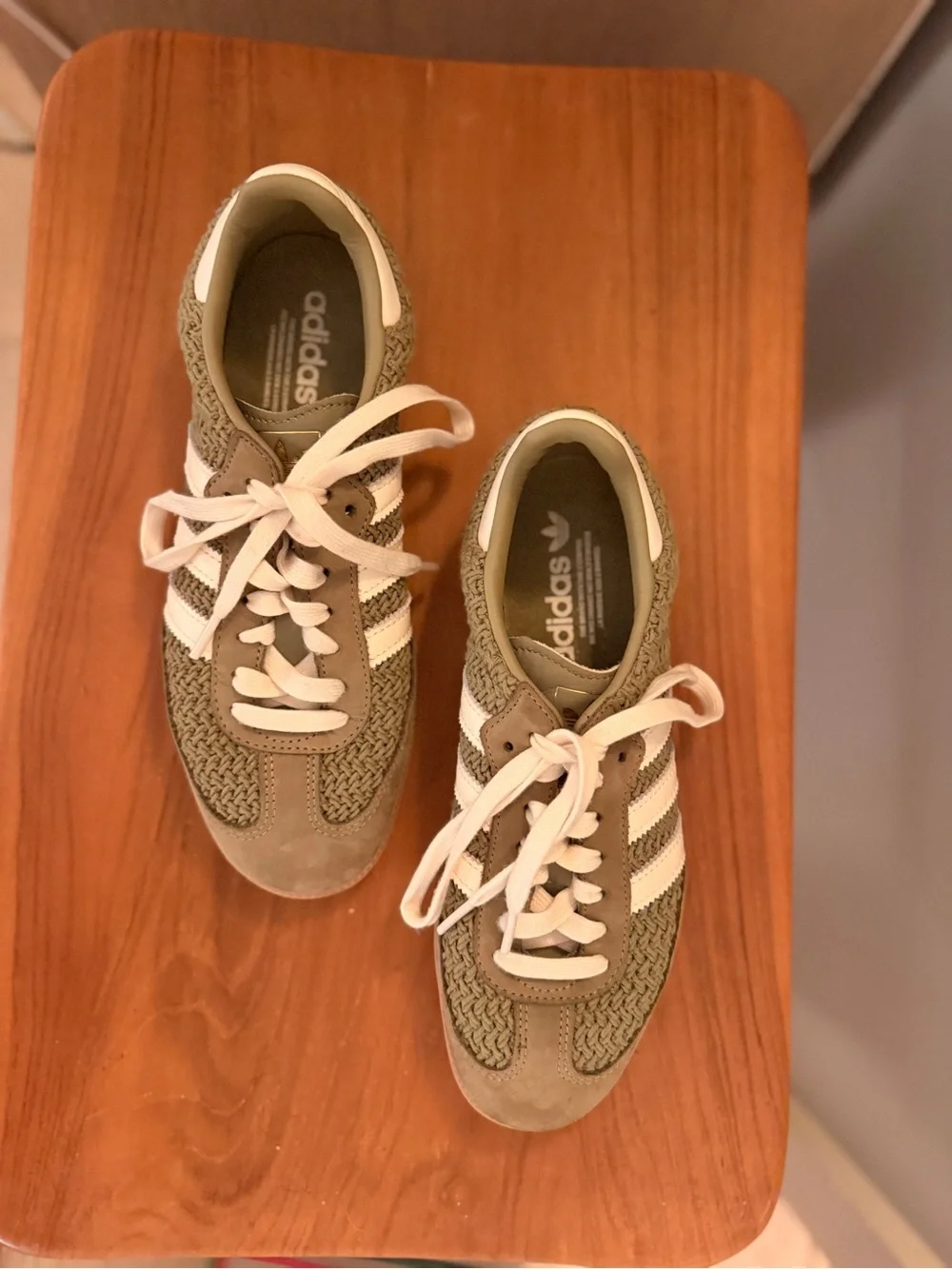 adidas Olive Green and White Women's Casual Sneakers